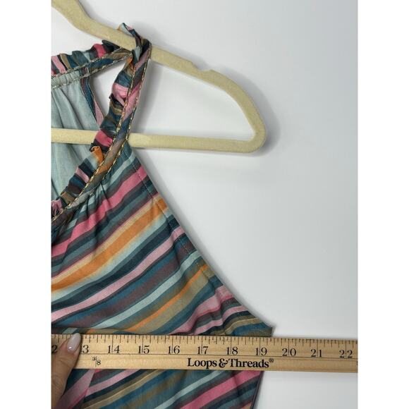 Love The Label Anthropologie Multicolor Striped Maxi Dress M Boho Beaded Tassel - Picture 8 of 10